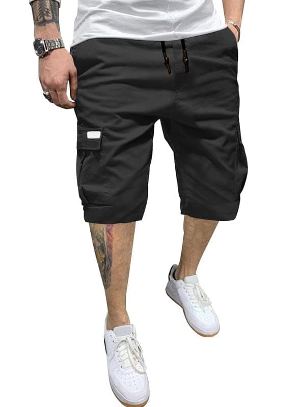 PIDOGYM Men's Waterproof Casual Cargo Shorts with 6 Pockets — Black