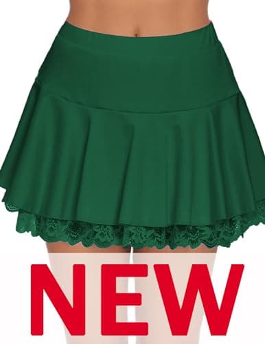 Avidlove Women's Mini Pleated Lace Ruffle Skirt — Light Green