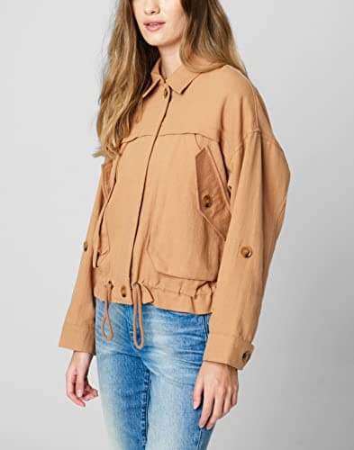 BLANKNYC Women's Luxury Linen Utility Jacket with Pockets