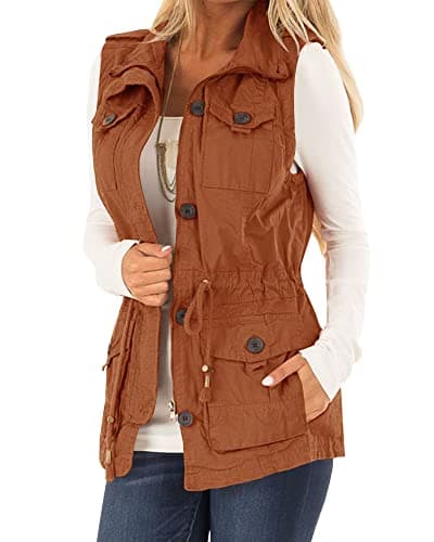 Casual Military Utility Vest for Women — Brown