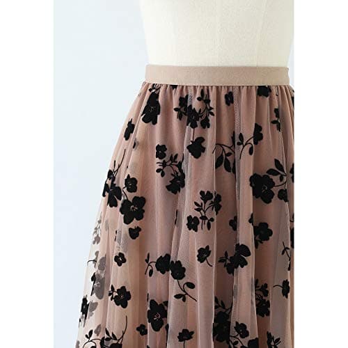 CHICWISH Women's 3D Posy Double-Layered Midi Skirt