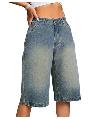 WDIRARA Women's Knee-Length Denim Shorts — Light Wash