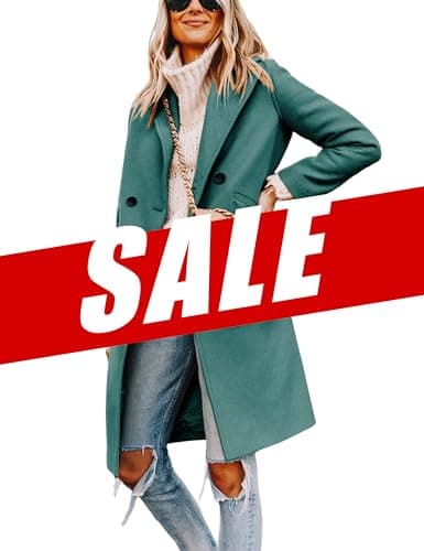 Yidarer Women's Mid-Long Wool Notch Lapel Casual Trench Coat — Teal