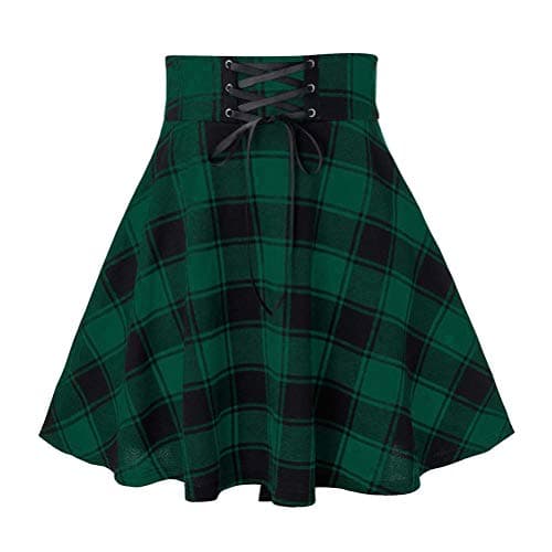 2024 Gothic Plaid Mini Skirts for Women - Short High Waist