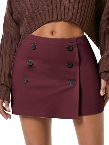 Plaid Bodycon Mini Skirts for Women: Trendy Winter Y2K Fashion — Wine Red