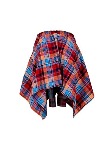 ALLUMK Women's High-Waist Casual Plaid Mini Skirts with Belt
