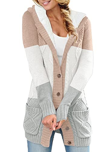 Sidefeel Women's Hooded Fleece Cardigan Winter Coat with Pockets — Hooded 21 Brown