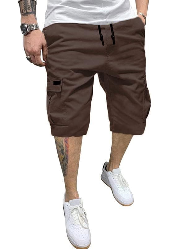 PIDOGYM Men's Waterproof Casual Cargo Shorts with 6 Pockets — Brown