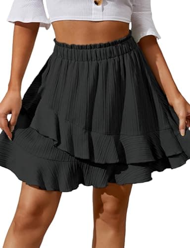 Ruffle Mini Skirt for Women. — Black