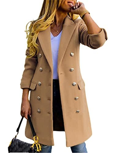 Women's Double Breasted Wool Coat for Fall and Winter