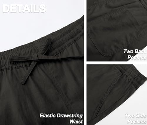 Janmid Men's Casual Linen Pants Elastic Waist Drawstring Yoga Beach trousers