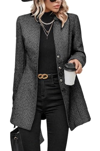 Yoeasy Women's Mid-Length Wool Blend Pea Coat — Dark Grey