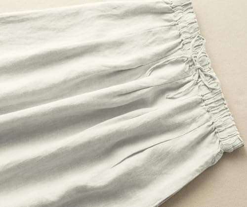 Linen Skirts for Women: A Line Casual Flowy Elastic High Waisted Drawstring Midi Skirt