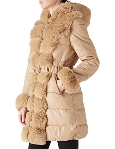 RISISSIDA Women's Warm Puffer Coat with Long Fur Collar Cold-Resistant