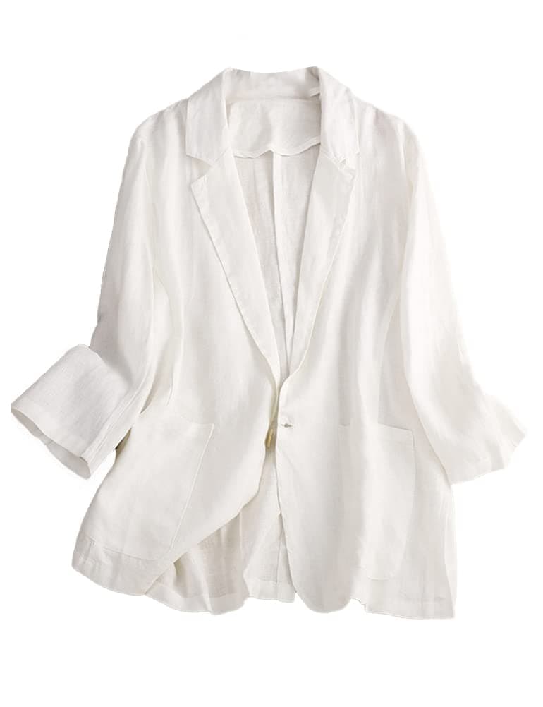 Cotton Linen Blazer Women Suit Jacket for Work
