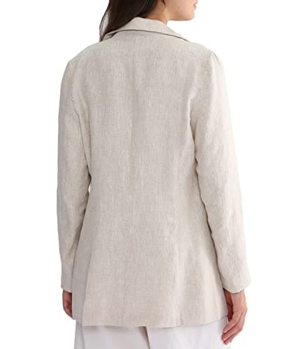 Amazhiyu Women's Pure Linen Long Sleeve Office Blazer Jackets