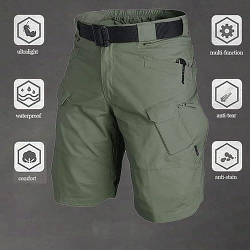 AUTIWITUA Men's Waterproof Tactical Cargo Shorts for Hiking and Fishing
