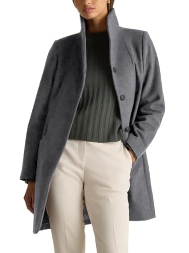 IDEALSANXUN Women's Trendy Wool Shawl Collar Pea Coat Outerwear — Grey