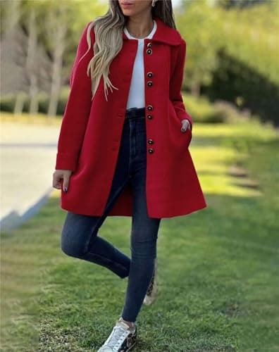 Women's Winter Casual Lapel Collared Wool Pea Coat