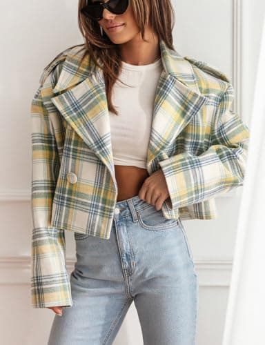 Stylish Plaid Cropped Blazers for Women (Fall/Winter)