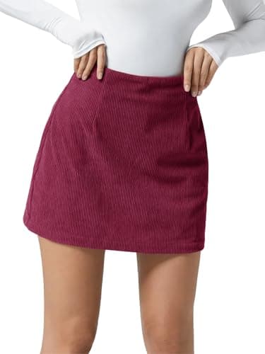Wenrine Women's High Waist Mini Corduroy A-Line Skirt