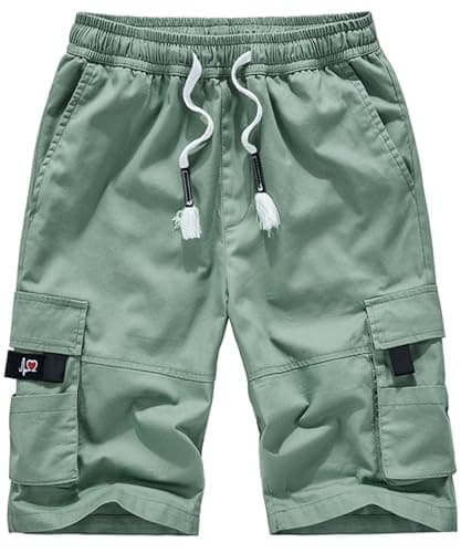 ELETOP Men's Cargo Shorts With Elastic Waist — 901 Grass Green
