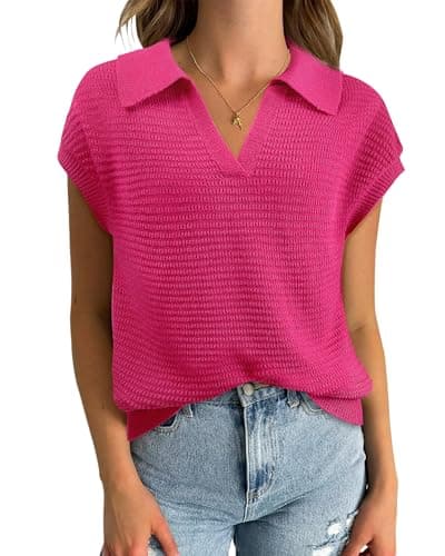 Hollow Out Cap Sleeve V Neck Sleeveless Sweater Vest for Women