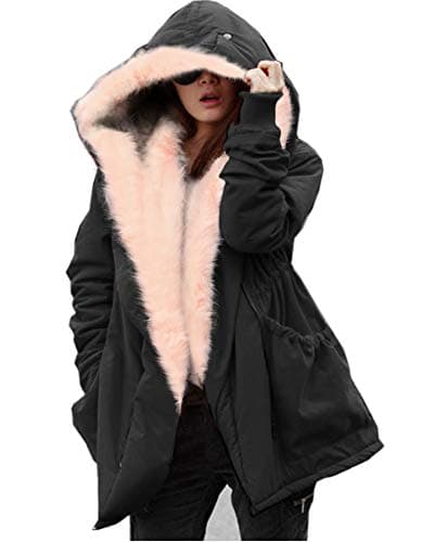 Roiii Women's Warm Winter Thicken Hooded Down Parka Jacket — Grey Cam