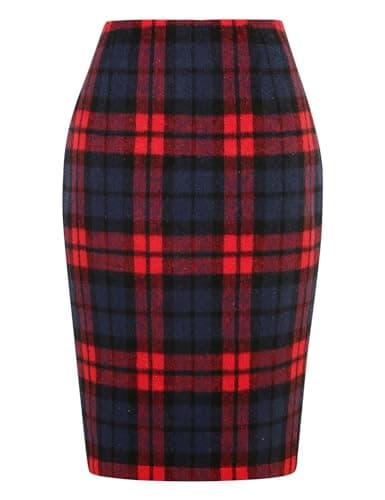 2024 Fall/Winter Plaid Midi Skirt for Women — Red