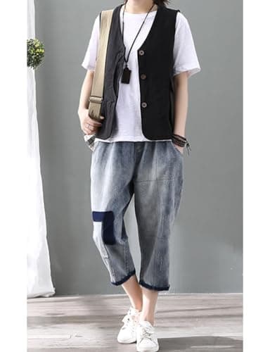 Womens Linen Sleeveless Blazer Jacket
