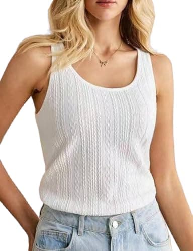 IDEALSANXUN Women's Sleeveless Ribbed Pullover Sweater Vest Top — White