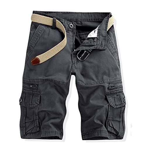 utcoco Men's Relaxed Fit Multi-Pocket Cargo Shorts in Cotton — Dark Grey
