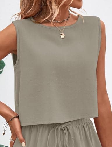 IDEALSANXUN Women's Casual Linen Tank Top for Spring Summer