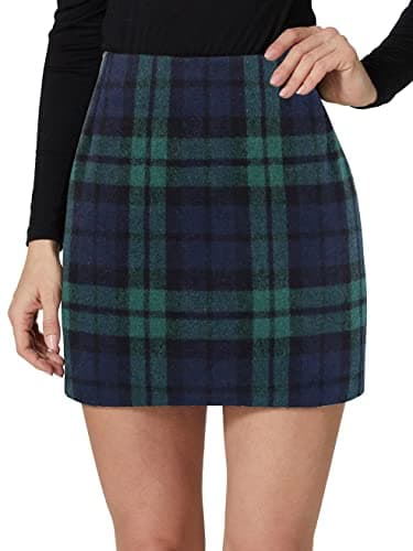 Women's Plaid Wool Mini Skirt for Fall and Winter
