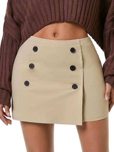 Plaid Bodycon Mini Skirts for Women: Trendy Winter Y2K Fashion — Apricot