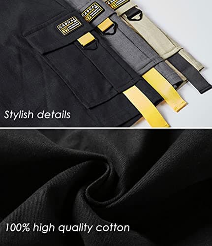 XinYangNi Men's Cargo Shorts Elastic Waist Casual Outdoor Lightweight Work Shorts Multi-Pockets