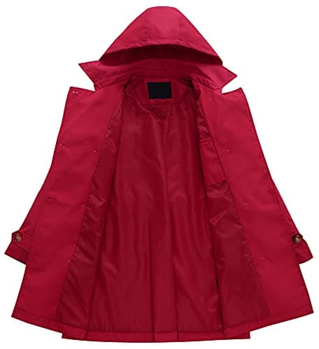 Chrisuno Women's Mid-Length Double Breasted Trench Coat with Hood