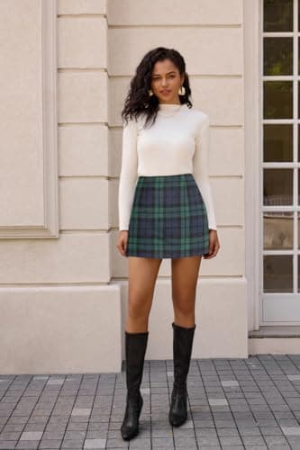 Kate Kasin 2025 High Waisted Casual Plaid Pencil Skirt for Women