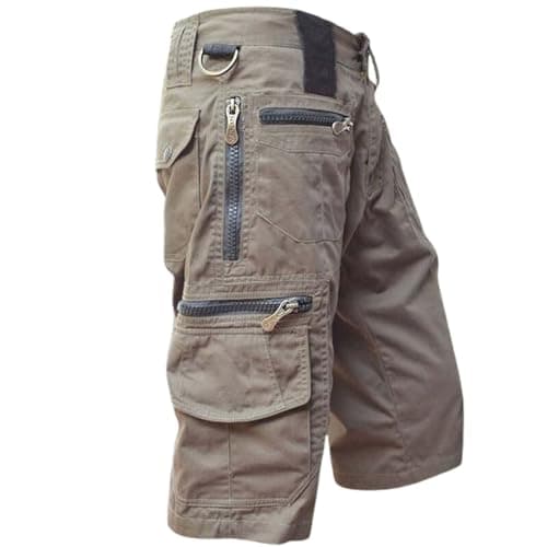 Quick Dry Mens Casual Tactical Cargo Shorts Outdoor Hiking — Brown