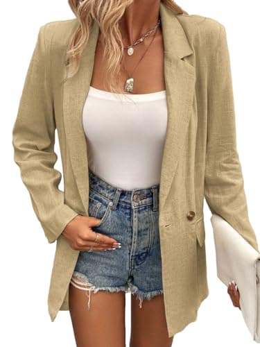 Mina Self Summer Linen Blazer Jacket for Women Lightweight 2024 Spring Long Sleeve Business Casual Work Suit