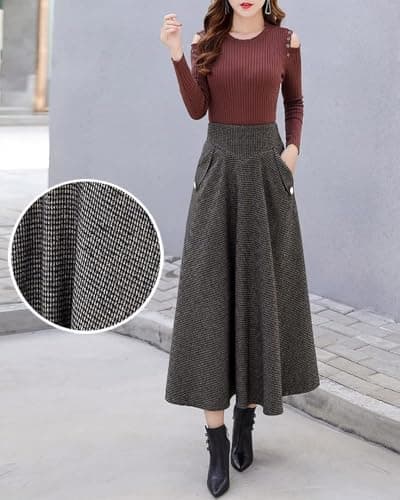 Ylingjun Warm Elastic High-Waisted Wool Skirt