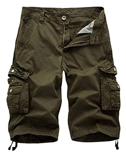 IDEALSANXUN Men's Casual Loose Fit Multi-Pocket Military Style Shorts — Army