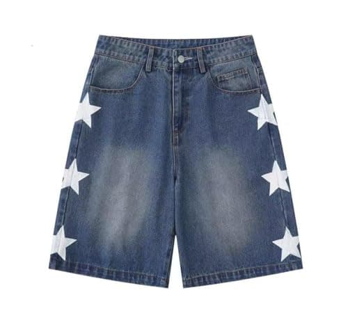 Ponitrack Jorts Women's Vintage Acid-Washed Baggy Grunge Fashion Casual Wide Leg Pants — Blue 2
