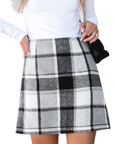 CUPSHE Women High Waist Plaid Bodycon Mini Skirt — Black