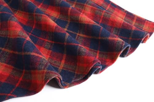 Biilyli Women's Plaid Wool Maxi Skirt with High Waist Elastic Waist