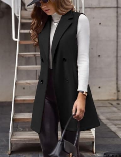Women's Long Wool Vest for Fall and Winter