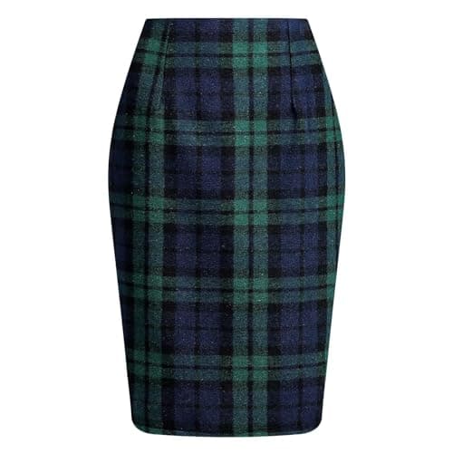 2024 Fall/Winter High Waist Wool Plaid Skirt for Women - Casual and Bodycon — 03 Green