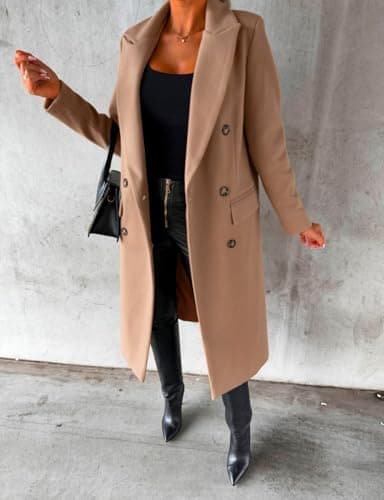 Womens Long Wool Trench Coat for Fall and Winter