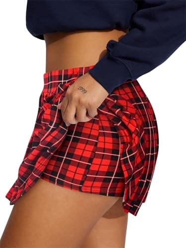 Hafailia Women's Y2K High-Waist Pleated Skort Mini Skirt with Shorts