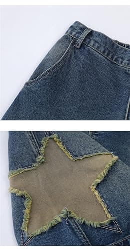 Hesaco Y2K Star Washable Jorts Jeans Mid-Thigh ShortsCasual Loose Fit